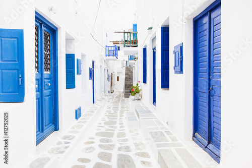 Street in Mykonos town, Mykonos island, Cyclades, Greece
