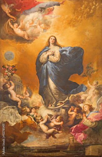 The Immaculate conception of Virgin Mary painting on the altar of Convento de las Agustinas and Iglesia de la Purisima church by Jose de Ribera 1635.