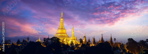 Shwedagon pagoda in the morning, Yangon Myanmar