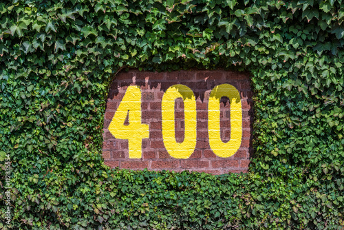400 feet sign on the outfield wall of Wrigley Field in Chicago, Illinois