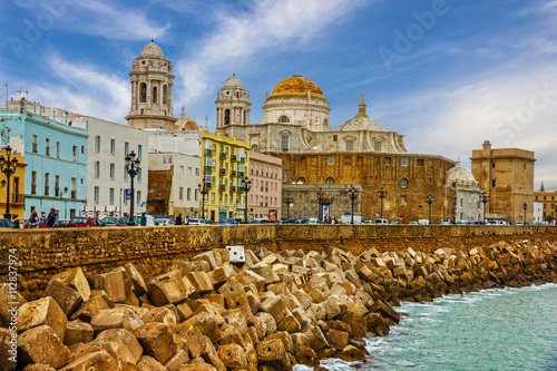 Cadiz, Spain. Seafront Cathedral Campo del Sur