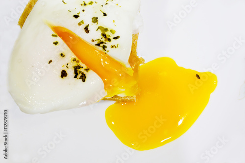poached egg closeup shot
