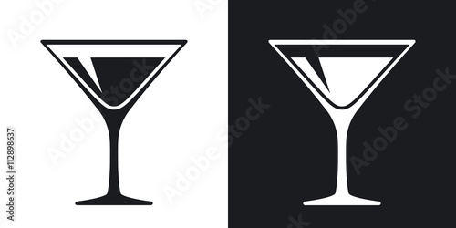 Martini glass icon, vector. Two-tone version on black and white background