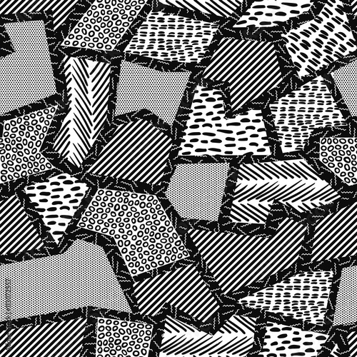 Geometry retro seamless pattern in black and white
