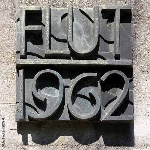 Commemorative Plaque in remembrance of the North Sea flood of 1962 in Hamburg, Germany