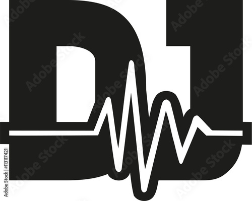 DJ word with soundwave