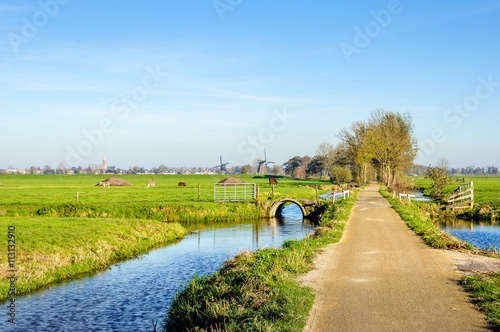 Colorful Dutch polder landscape in autumn