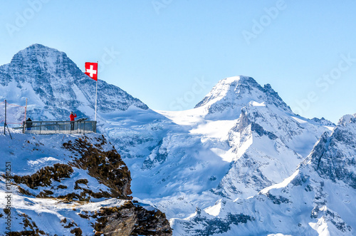 Balcony overlooking the Swiss Alps