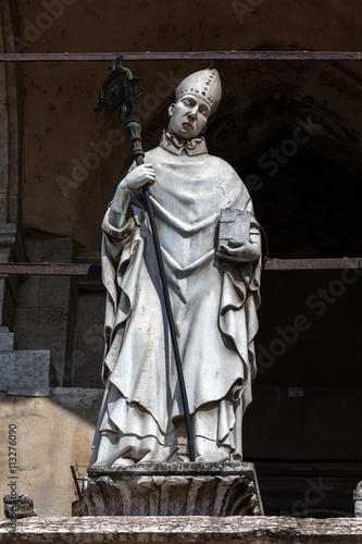 14th century statue of a bishop, Cremona, Italy
