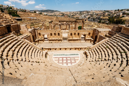 Amphitheater in the ancient Roman city, Jerash, Jordan.