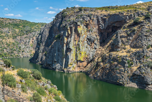 Douro river and the high rocky shores in Miranda do Douro, Portugal