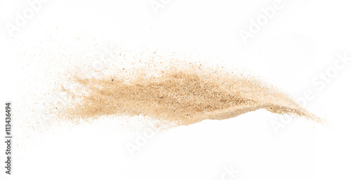 Sand on white background ,stop motion,sand explode