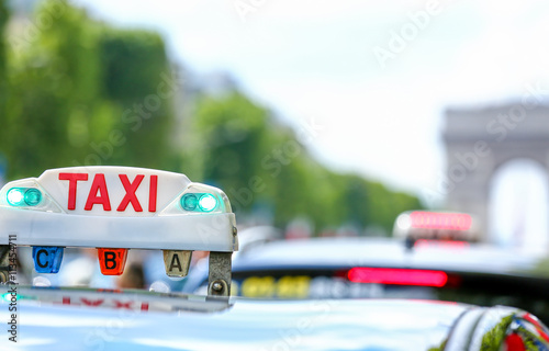 Parisian taxi in the city