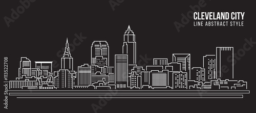 Cityscape Building Line art Vector Illustration design - Cleveland city