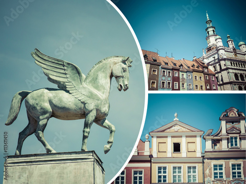 Collage of Poznan ( Poland ) images - travel background (my phot