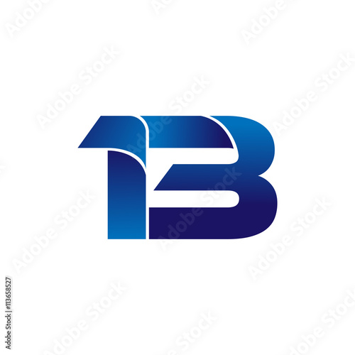 Simple Numbers Logo Vector Blue 13