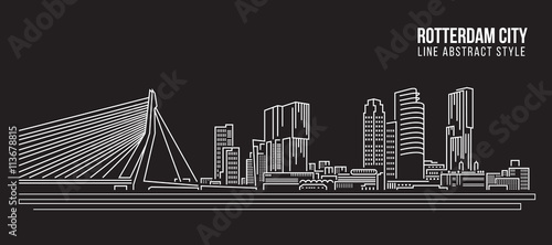 Cityscape Building Line art Vector Illustration design - Rotterdam City