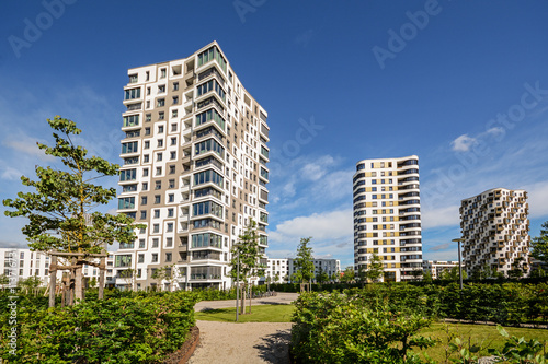 Multistory flats in the city - Facade of new modern residential houses