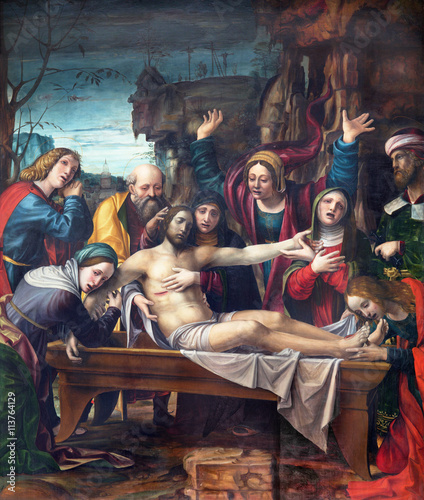 BRESCIA, ITALY - MAY 23, 2016: The painting of Deposition of the cross or Pieta in church Chiesa di San Giovanni Evangelista by Bernardino Zenale (1450 - 1526).