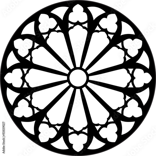 Gothic rosette window pattern, vector illustration