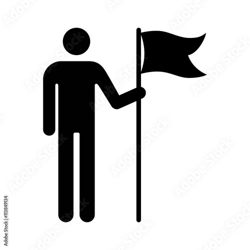 Man holding flag banner or person holding flag banner flat icon for apps and websites