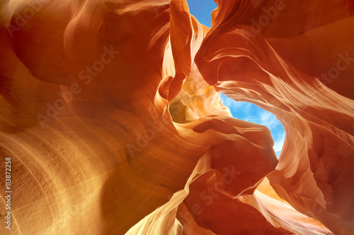 sculpted sandstone walls in Lower Antelope Canyon
