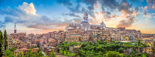 Beautiful view of Siena at sunset, Tuscany, Italy