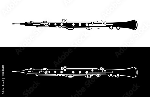 Oboe isolated on white and black background - Vector Illustration