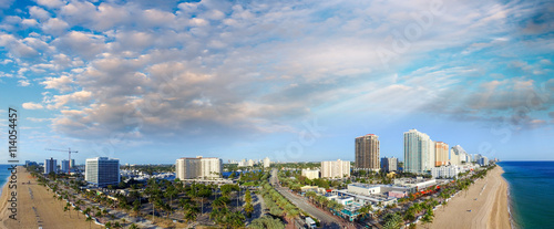Fort Lauderdale, Florida. Sunset aerial panoramic view