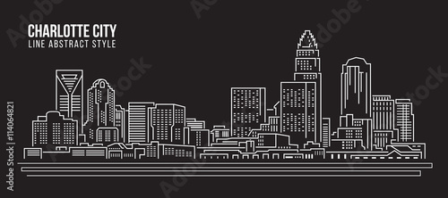 Cityscape Building Line art Vector Illustration design - Charlotte city