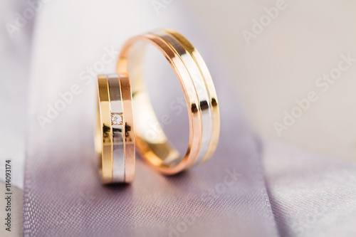Closeup golden wedding rings
