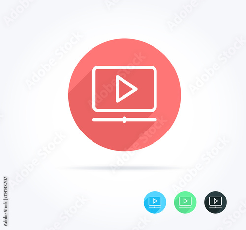 Video Player Long Shadow Icon