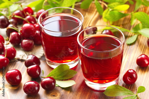 Cherry juice with fresh berries