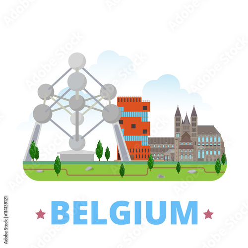 Belgium country design Flat cartoon style web site vector