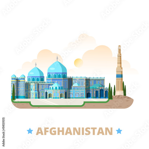 Afganista country design template Flat cartoon style web vector
