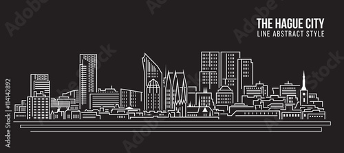 Cityscape Building Line art Vector Illustration design - The hague city