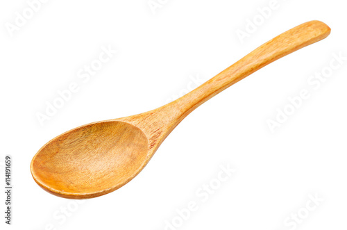 Used wooden spoon isolated