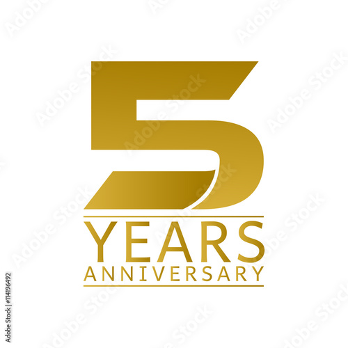 Simple Gold Anniversary Logo Vector Year 5