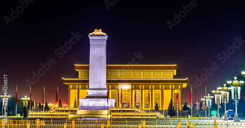 Monument to the People's Heroes and Mausoleum of Mao Zedong on Tiananmen square in Beijing