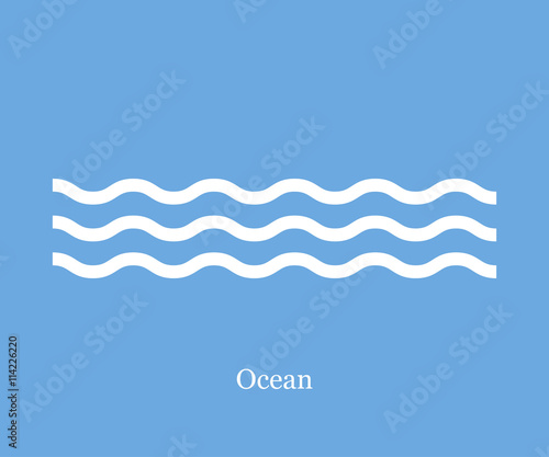 Waves icon ocean on a blue background