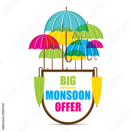 creative big monsoon offer sale banner or poster design vector