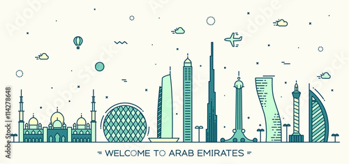 United Arab Emirates skyline vector flat style