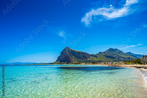 San Vito lo Capo beach and Monte Monaco in background, north-wes