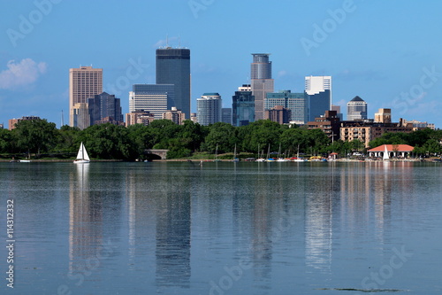 Minneapolis Skyline Reflecting in Lake Calhoun