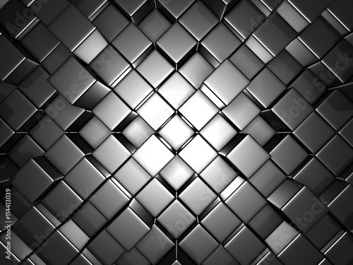 Abstract Silver Alluminium Cubes Wall Background