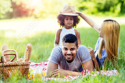 Family enjoying picnic outing