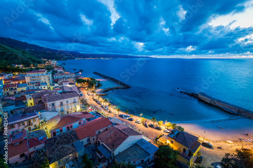 View over Pizzo at night, Calabria, Italy