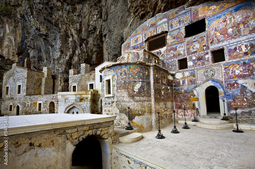 Turkey. Region Macka of Trabzon city - the Sumela Monastery (1600 year old Greek Orthodox monastery of the Panaghia). Rock Church - the inner and outer walls are decorated with frescoes