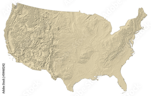 Relief map of United States