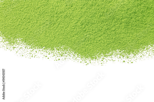 Powdered matcha green tea, isolated on white